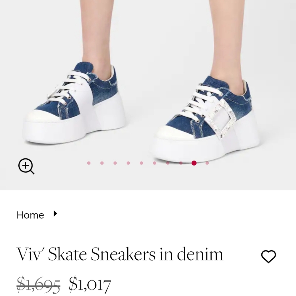 💰💖🔽Roger Vivier Denim and White Sneakers with Rhinestone Buckle